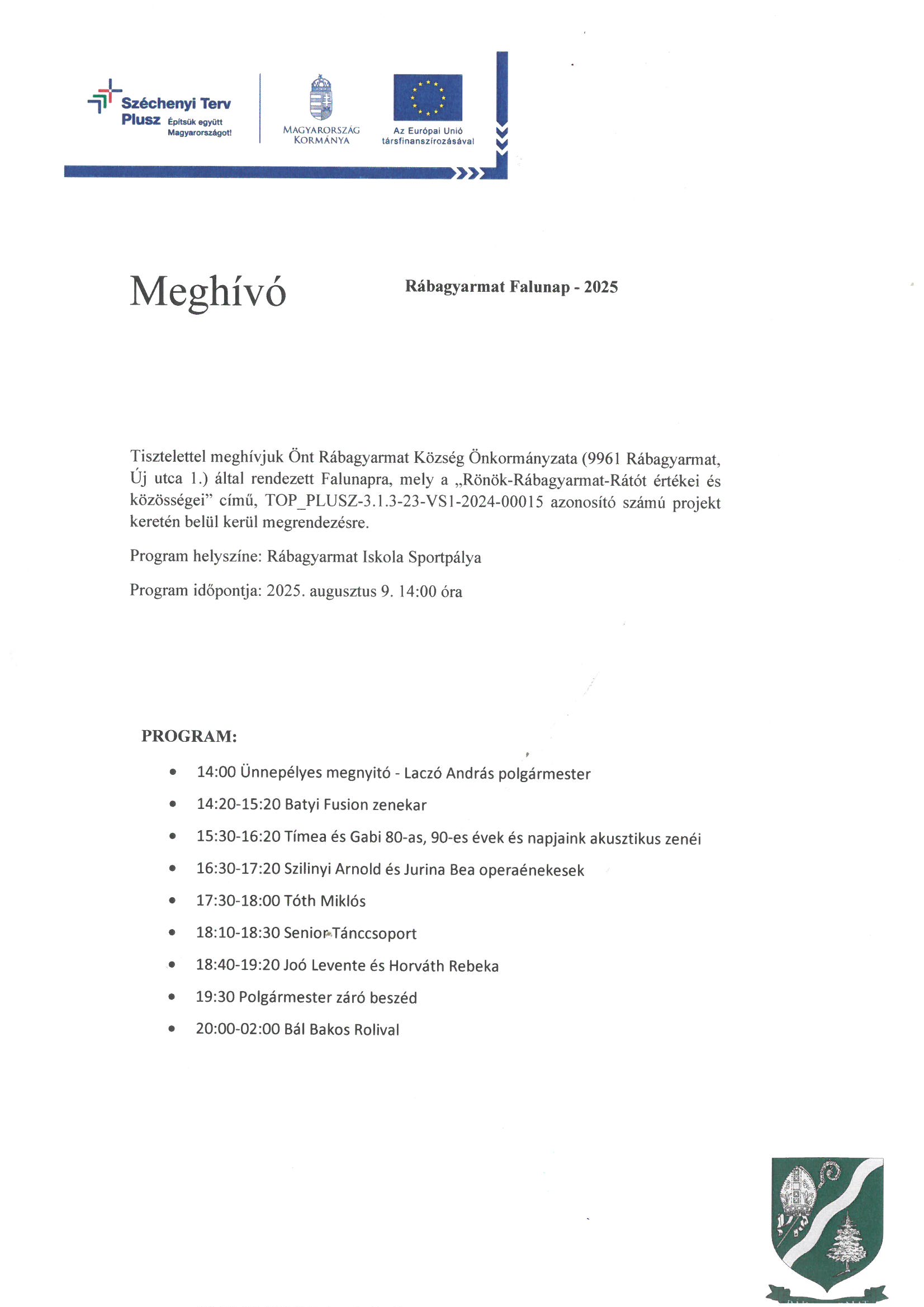 Maghívó Falunap 2025.08.09 Meghívó